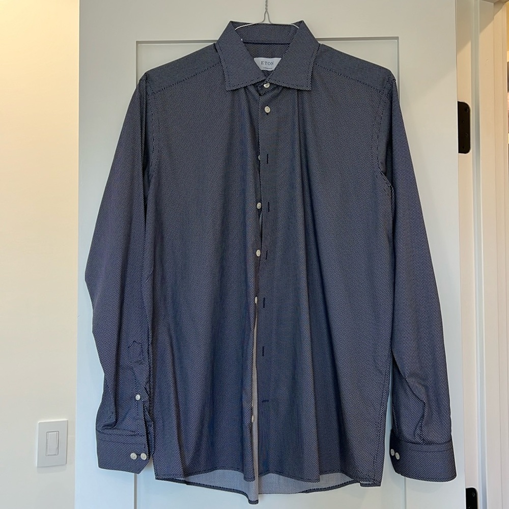 Eton Men’s navy and white Dress shirt